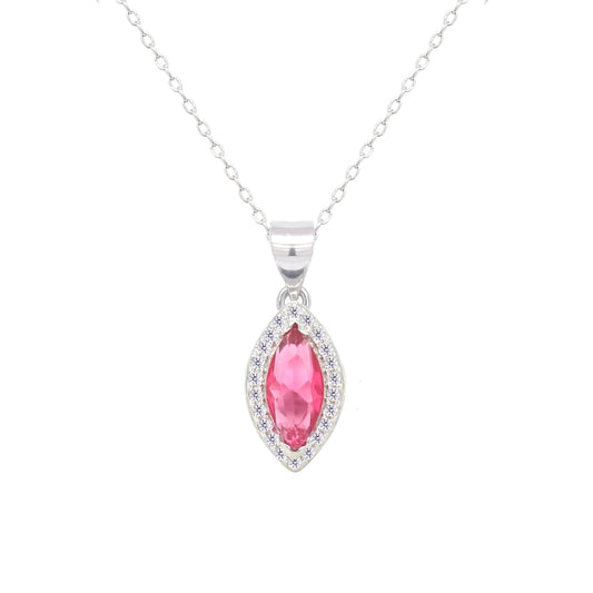 Asfour Crystal Jewelry Set With Dark Rose Marquise Design In 925 Sterling Silver-SD0119-O5-9