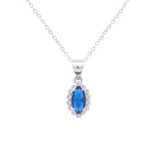 Asfour Crystal Jewelry Set With Blue Marquise Design In 925 Sterling Silver-SD0120-B-9