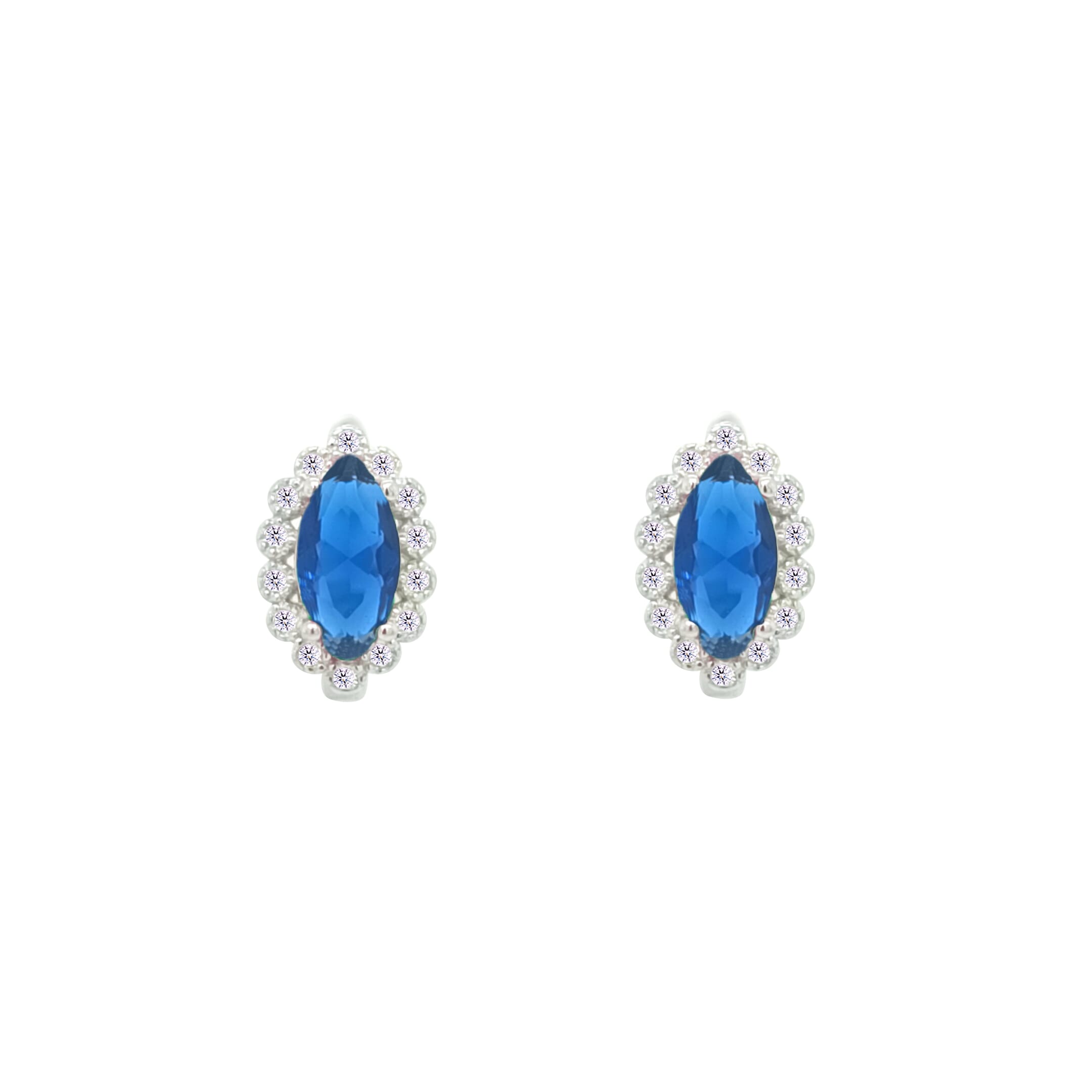 Asfour Crystal Jewelry Set With Blue Marquise Design In 925 Sterling Silver-SD0120-B-9