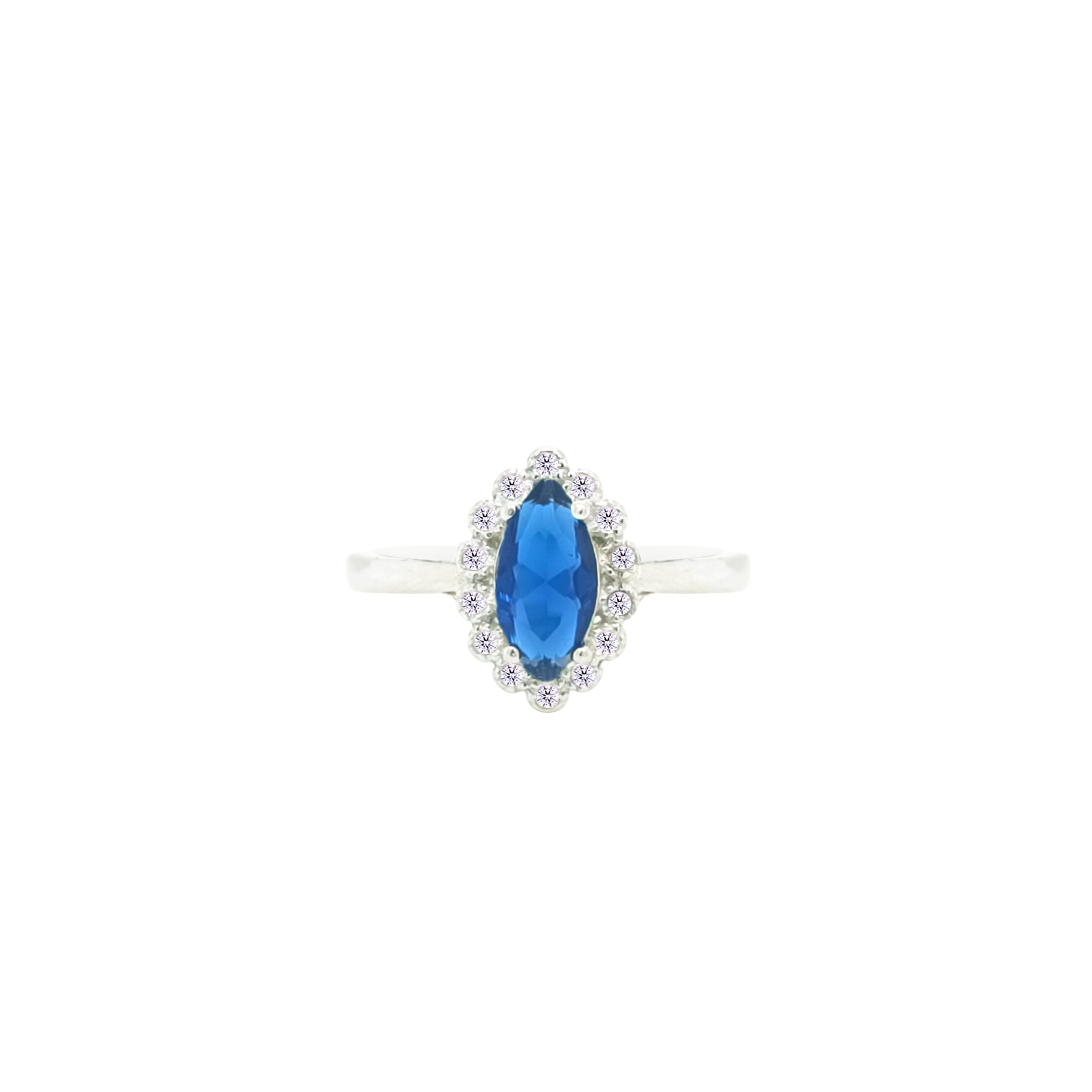 Asfour Crystal Jewelry Set With Blue Marquise Design In 925 Sterling Silver-SD0120-B-9