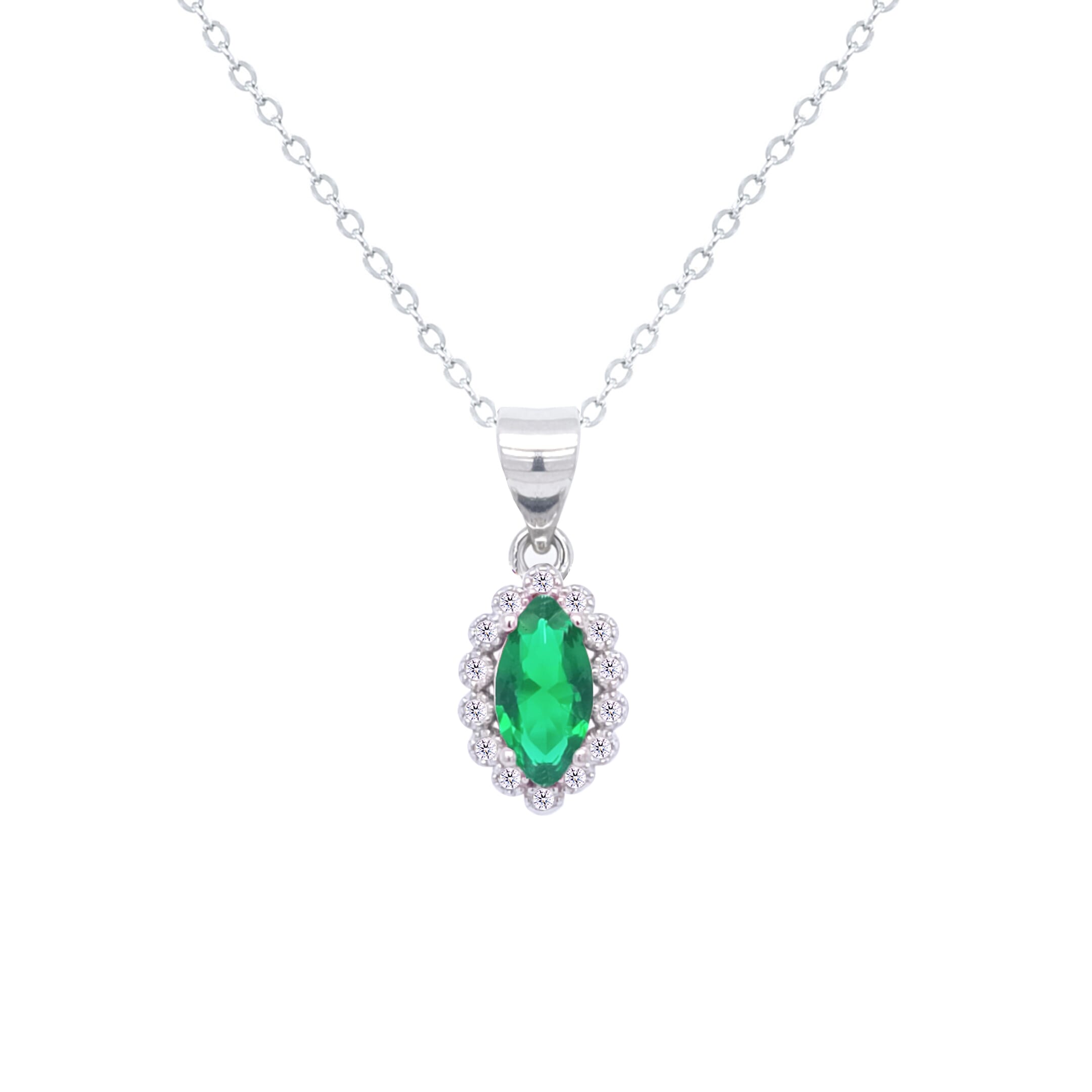 Asfour Crystal Jewelry Set With Emerald Marquise Design In 925 Sterling Silver-SD0120-G-8