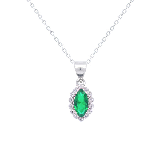 Asfour Crystal Jewelry Set With Emerald Marquise Design In 925 Sterling Silver-SD0120-G-8