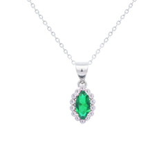 Asfour Crystal Jewelry Set With Emerald Marquise Design In 925 Sterling Silver-SD0120-G-8