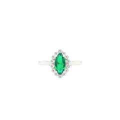 Asfour Crystal Jewelry Set With Emerald Marquise Design In 925 Sterling Silver-SD0120-G-8