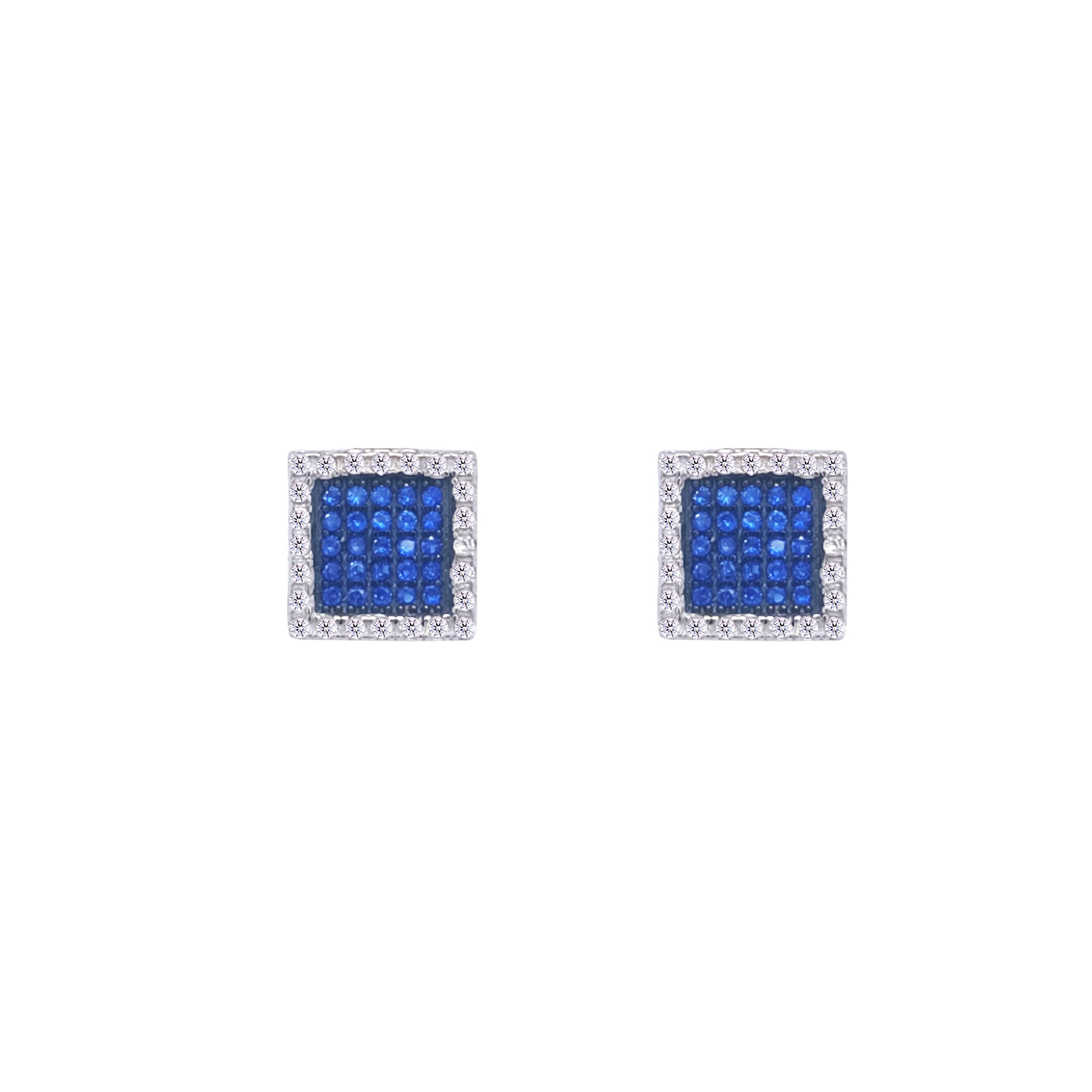 Asfour Crystal Jewelry Set With Blue Square Design In 925 Sterling Silver-SD0122-B