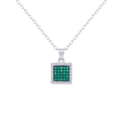 Asfour Crystal Jewelry Set With Emerald Square Design In 925 Sterling Silver-SD0122-G