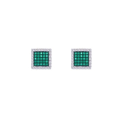 Asfour Crystal Jewelry Set With Emerald Square Design In 925 Sterling Silver-SD0122-G