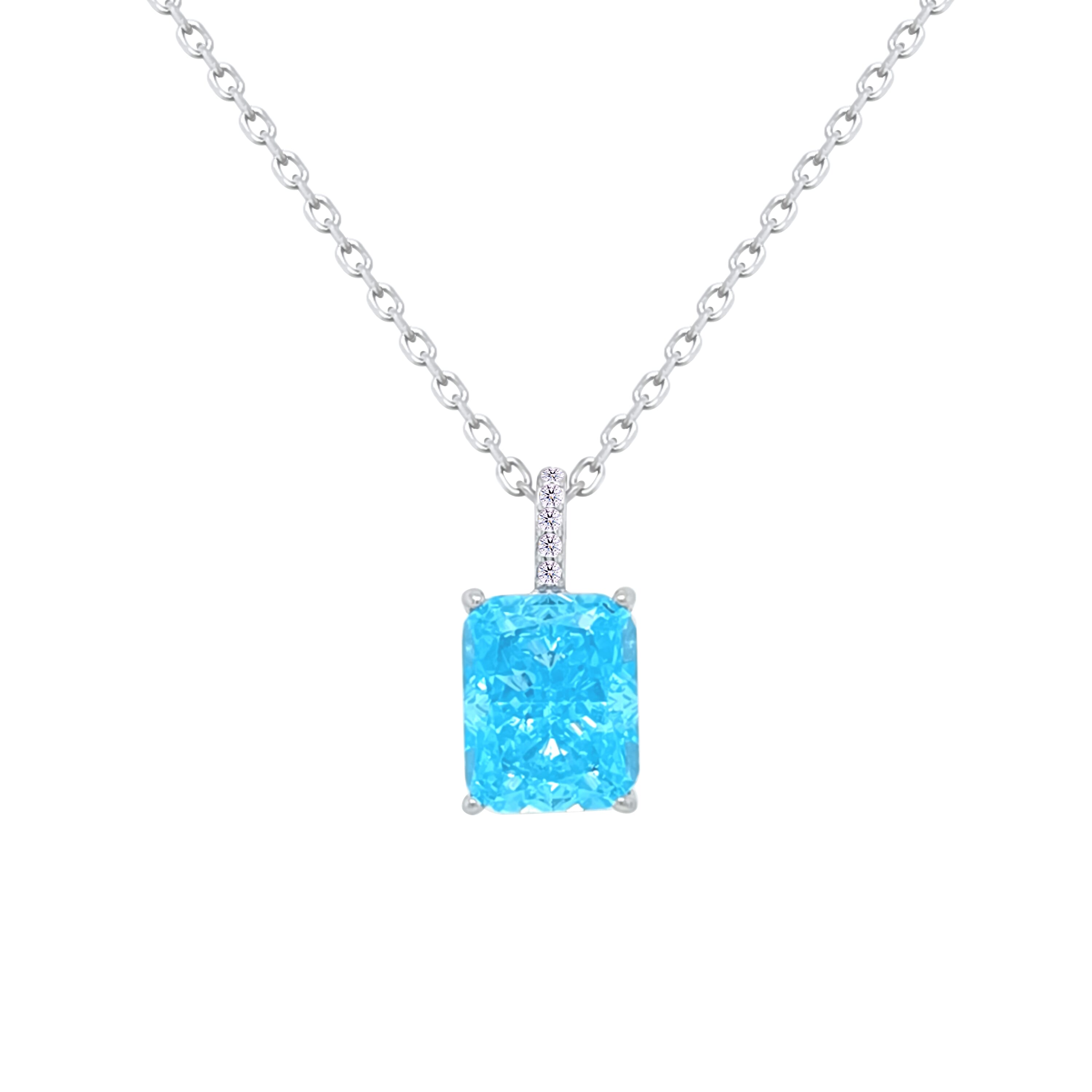 Asfour Crystal Jewelry Set With Aquamarine Emerald Design In 925 Sterling Silver-SD0131-M-7