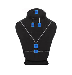 Asfour Creations Jewelry Set With Dark Aquamarine Emerald Design In 925 Sterling Silver – SD0131-M5-8
