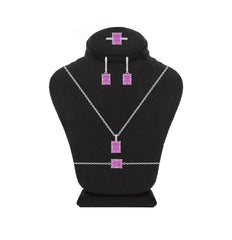 Asfour Crystal Jewelry Set With Amethyst Emerald Design In 925 Sterling Silver-SD0131-T-9