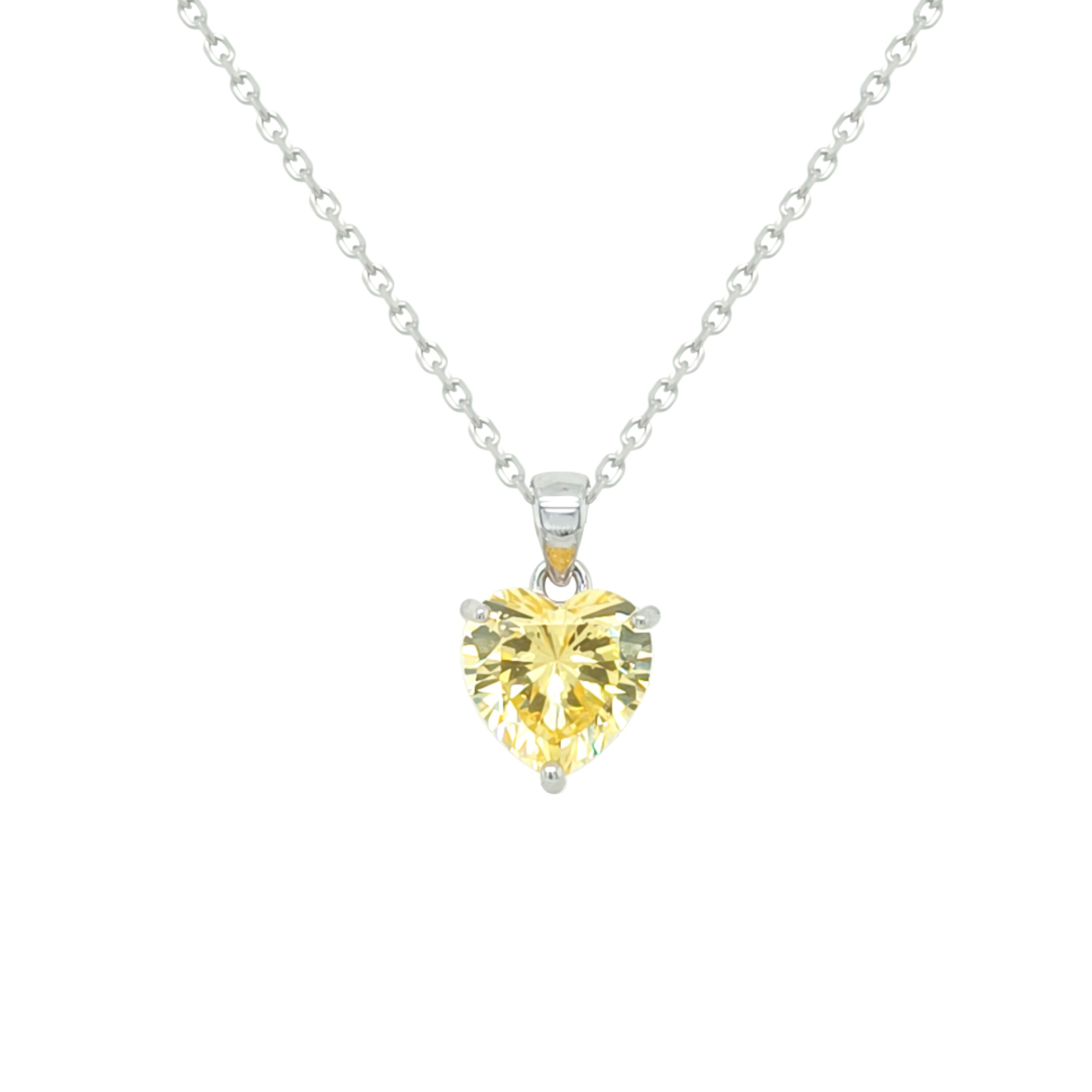 Asfour Crystal Jewelry Set With Yellow Heart Design In 925 Sterling Silver-SD0132-Y-7