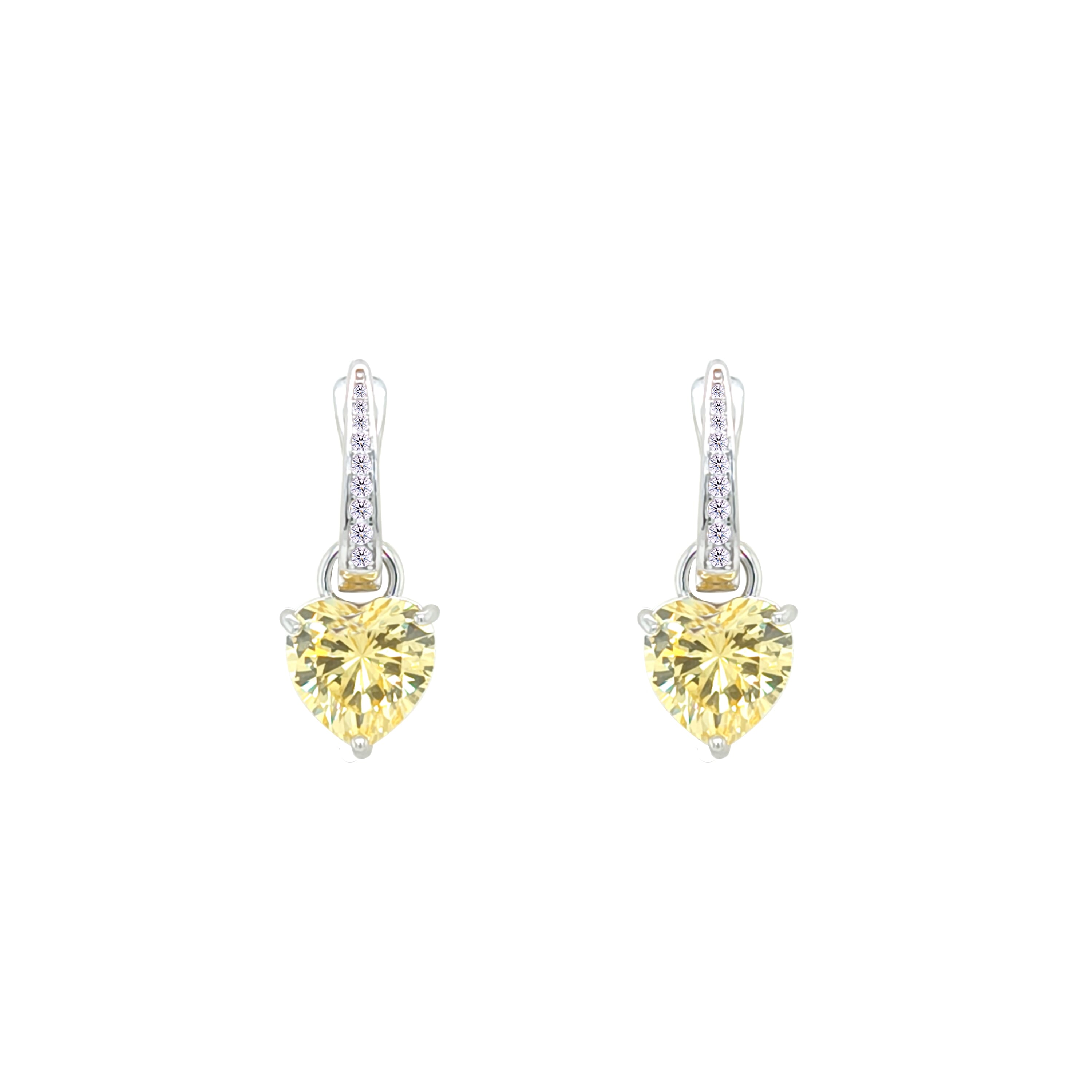 Asfour Crystal Jewelry Set With Yellow Heart Design In 925 Sterling Silver-SD0132-Y-7