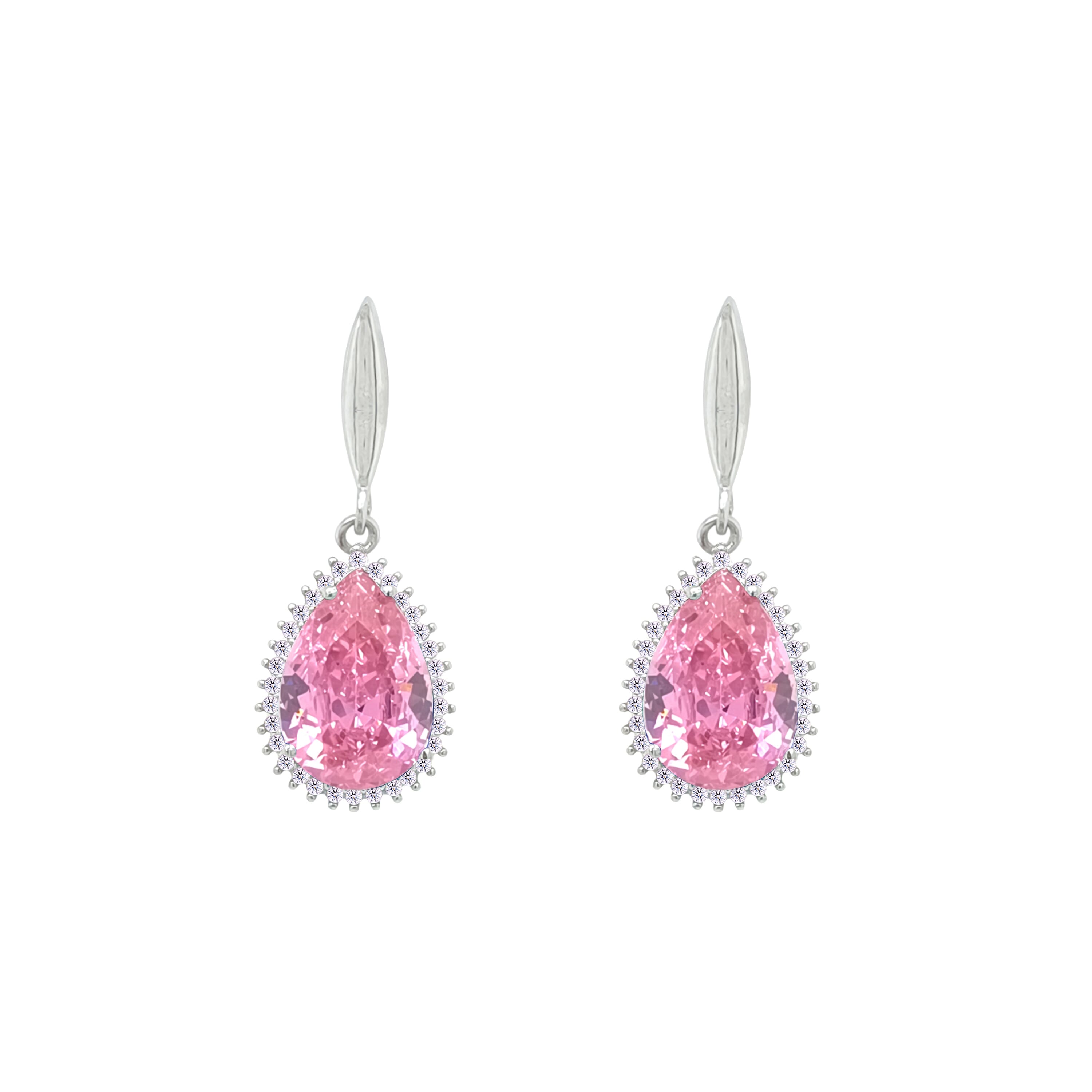 Asfour Crystal Jewelry Set With Rose Pear Design In 925 Sterling Silver-SD0134-O