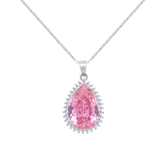 Asfour Crystal Jewelry Set With Rose Pear Design In 925 Sterling Silver-SD0134-O