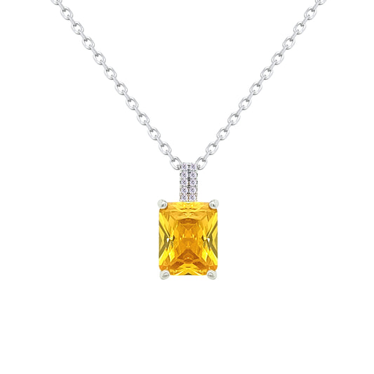 Asfour Crystal Jewelry Set With Yellow Emerald Design In 925 Sterling Silver-SD0135-Y-7