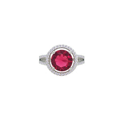 Asfour Crystal Jewelry Set With Dark Rose Round Design In 925 Sterling Silver-SD0137-O5-7