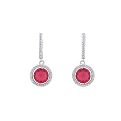 Asfour Crystal Jewelry Set With Dark Rose Round Design In 925 Sterling Silver-SD0137-O5-7