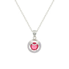 Asfour Crystal Jewelry Set With Decorative Dark Rose Round Design In 925 Sterling Silver-SD0138-O5-9