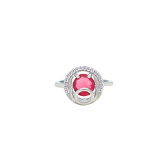 Asfour Crystal Jewelry Set With Decorative Dark Rose Round Design In 925 Sterling Silver-SD0138-O5-9