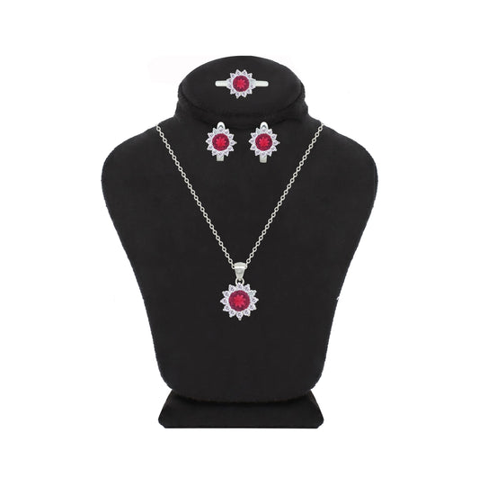 Asfour Creations Jewelry Set With Dark Rose Star Design In 925 Sterling Silver – SD0139-O5-9