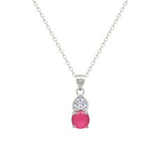 Asfour Crystal Jewelry Set With Dark Rose Heart & Round In 925 Sterling Silver-SD0144-O5-A-7