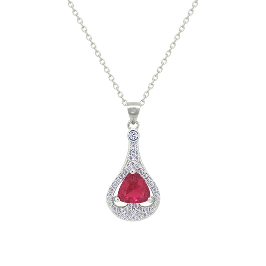 Asfour Crystal Jewelry Set With Dark Rose Tear Drop Design In 925 Sterling Silver-SD0149-O5-8