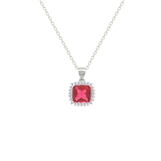 Asfour Crystal Jewelry Set With Dark Rose Square Design In 925 Sterling Silver-SD0150-O5-7