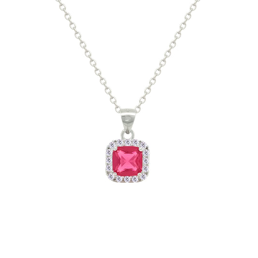Asfour Crystal Jewelry Set With Dark Rose Square Design In 925 Sterling Silver-SD0151-O5-9