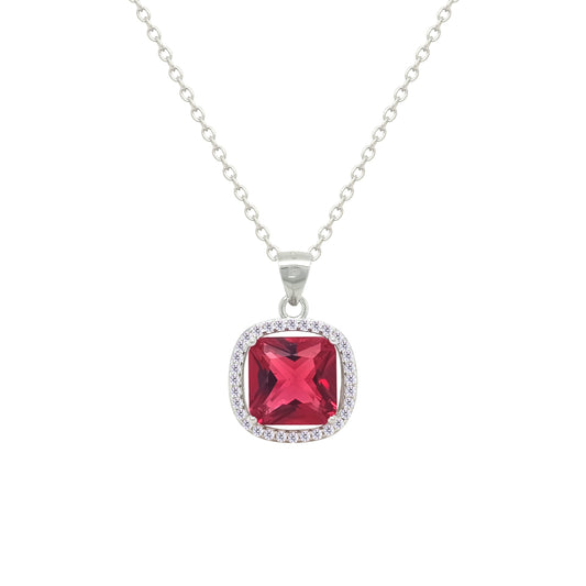 Asfour Crystal Jewelry Set With Dark Rose Square Design In 925 Sterling Silver-SD0152-O5-8