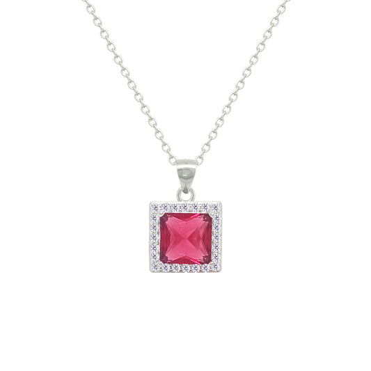 Asfour Creations Jewelry Set With Dark Rose Square Design In 925 Sterling Silver – SD0153-O5-7