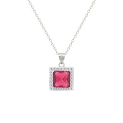 Asfour Crystal Jewelry Set With Dark Rose Square Design In 925 Sterling Silver-SD0153-O5-7