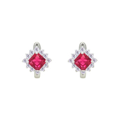 Asfour Crystal Jewelry Set With Dark Rose Square Design In 925 Sterling Silver-SD0154-O5-8