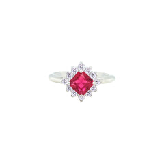 Asfour Crystal Jewelry Set With Dark Rose Square Design In 925 Sterling Silver-SD0154-O5-8