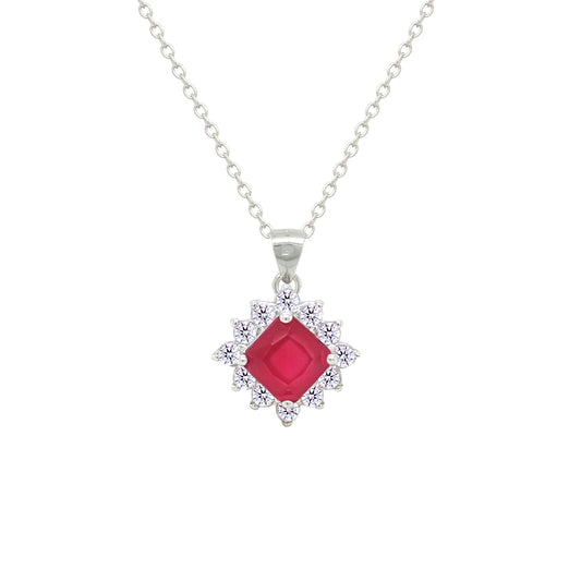 Asfour Crystal Jewelry Set With Dark Rose Square Design In 925 Sterling Silver-SD0154-O5-A-8