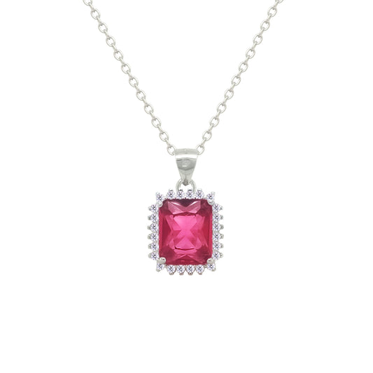 Asfour Crystal Jewelry Set With Dark Rose Emerald Design In 925 Sterling Silver-SD0155-O5-7