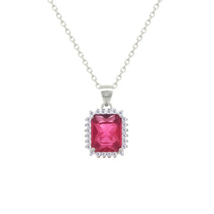 Asfour Crystal Jewelry Set With Dark Rose Emerald Design In 925 Sterling Silver-SD0155-O5-7