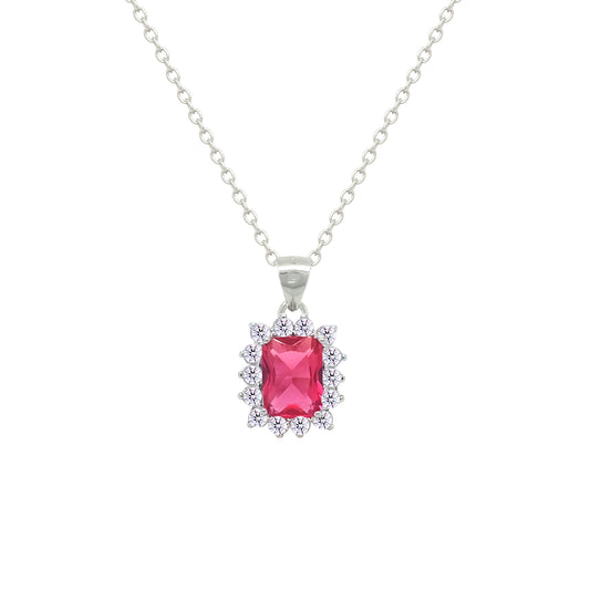 Asfour Crystal Jewelry Set With Dark Rose Emerald Design In 925 Sterling Silver-SD0156-O5-7