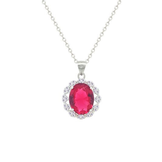 Asfour Crystal Jewelry Set With Ruby Oval Design In 925 Sterling Silver-SD0157-R-8