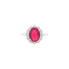 Asfour Crystal Jewelry Set With Ruby Oval Design In 925 Sterling Silver-SD0157-R-8