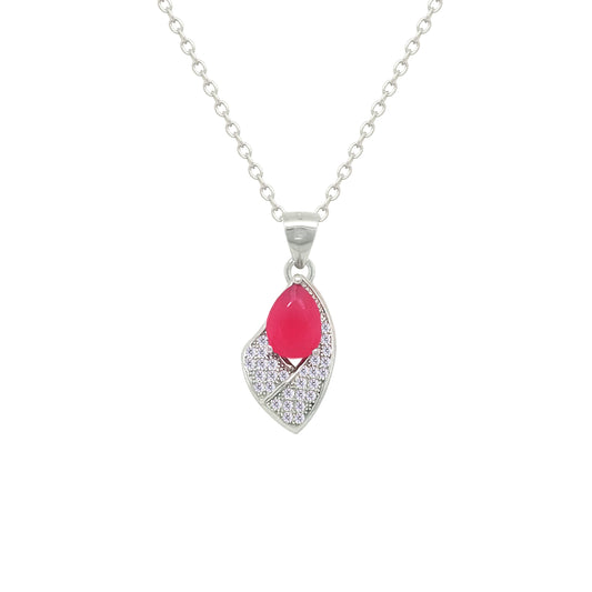 Asfour Crystal Jewelry Set With Dark Rose Pear Stones In 925 Sterling Silver-SD0160-O5-7