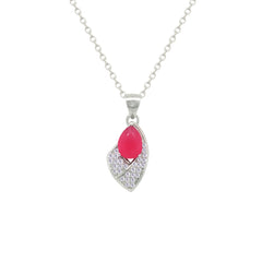 Asfour Crystal Jewelry Set With Dark Rose Pear Stones In 925 Sterling Silver-SD0160-O5-7