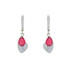 Asfour Crystal Jewelry Set With Dark Rose Pear Stones In 925 Sterling Silver-SD0160-O5-7