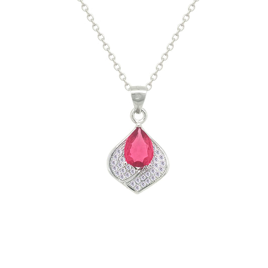 Asfour Crystal Jewelry Set With Dark Rose Pear Stones In 925 Sterling Silver-SD0161-O5-8