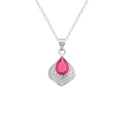 Asfour Crystal Jewelry Set With Dark Rose Pear Stones In 925 Sterling Silver-SD0161-O5-8