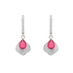 Asfour Crystal Jewelry Set With Dark Rose Pear Stones In 925 Sterling Silver-SD0161-O5-8