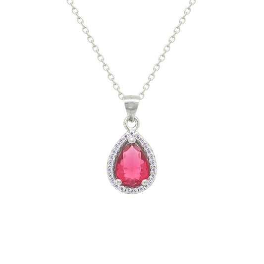 Asfour Crystal Jewelry Set With Dark Rose Pear Design In 925 Sterling Silver-SD0162-O5-8
