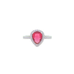 Asfour Crystal Jewelry Set With Dark Rose Pear Design In 925 Sterling Silver-SD0162-O5-8