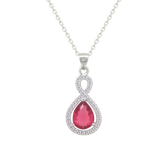 Asfour Crystal Jewelry Set With Dark Rose Pear Design In 925 Sterling Silver-SD0163-O5-8