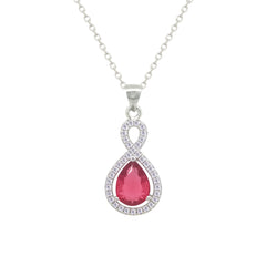 Asfour Crystal Jewelry Set With Dark Rose Pear Design In 925 Sterling Silver-SD0163-O5-8
