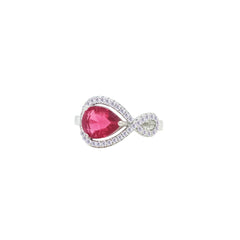Asfour Crystal Jewelry Set With Dark Rose Pear Design In 925 Sterling Silver-SD0163-O5-8